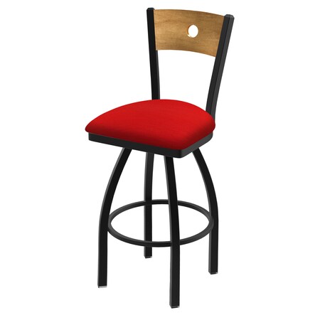 Holland Bar Stool Co 25" Swivel Counter Stool, Black Wrinkle, Med Back, Canter Red Seat 83025BWMedMplB011